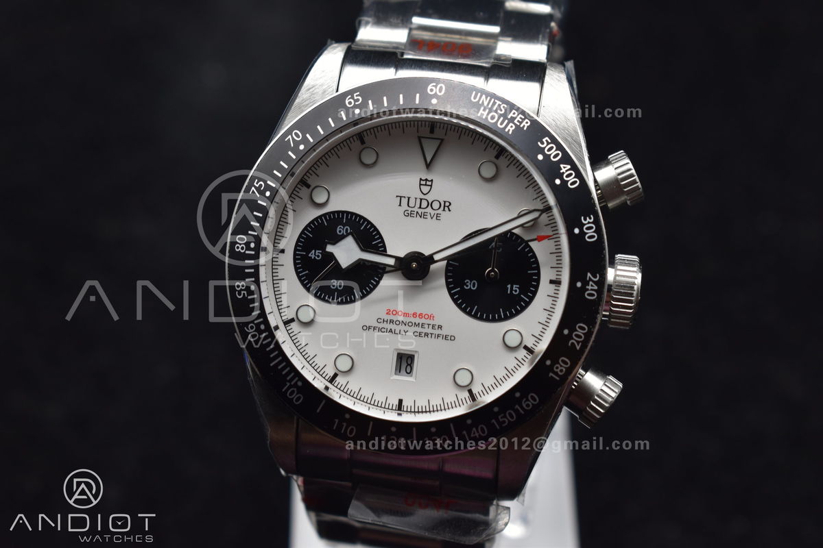 Black Bay Chrono SS TWS 1:1 Best Edition White Dial on SS Bracelet A7750